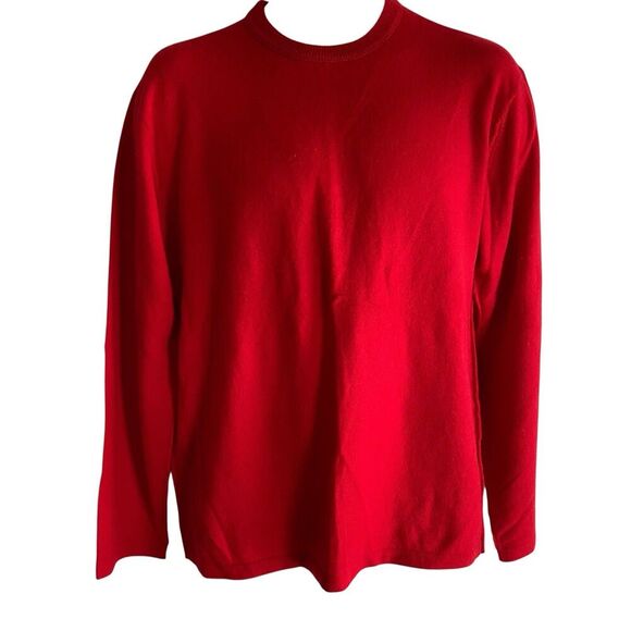 DKNY Sweater Mens Medium Red 100% Cashmere Crewneck Pullover Soft Knit Classic - Picture 1 of 6